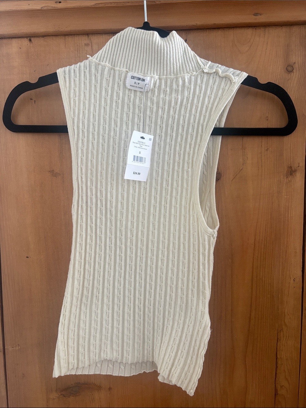 Cotton On Cream Ribbed Sleeveless Mock Neck Tank